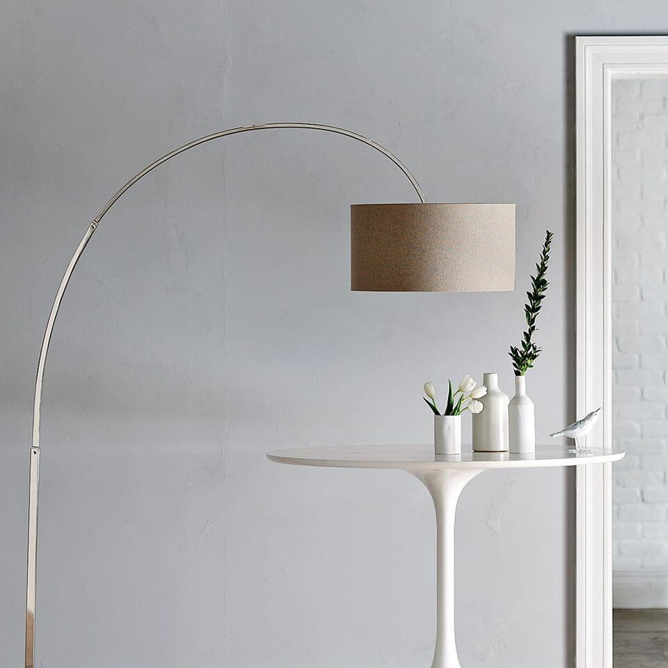 Overarching Floor Lamp - Polished Nickel/Natural | west elm United Kingdom